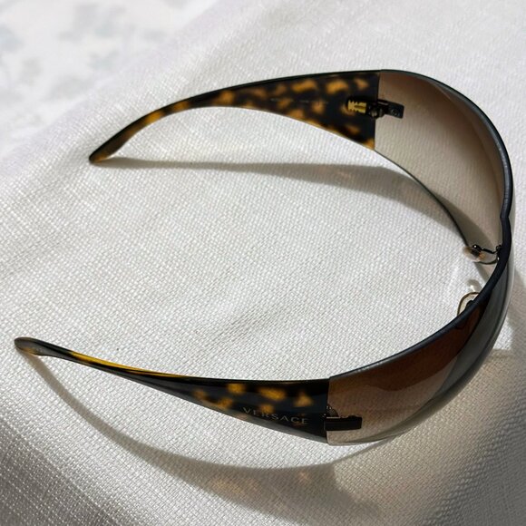 VERSACE Womens Vintage Sunglasses Brown Tortoise Shield main image 4